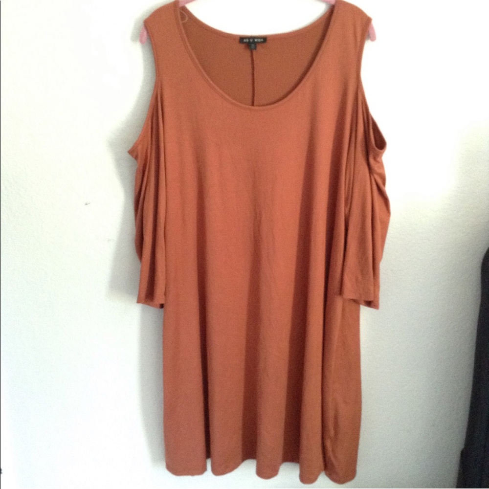 As U Wish 3x cold shoulder dusty pink top